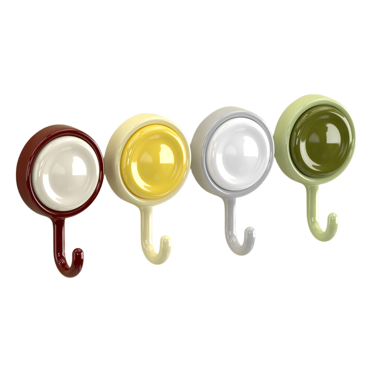 Baicaoyuan No-Drill Adhesive Hooks Super Strong Sticky Hooks for Bathroom Kitchen Towel Holder Mixed Colors 8 Pieces