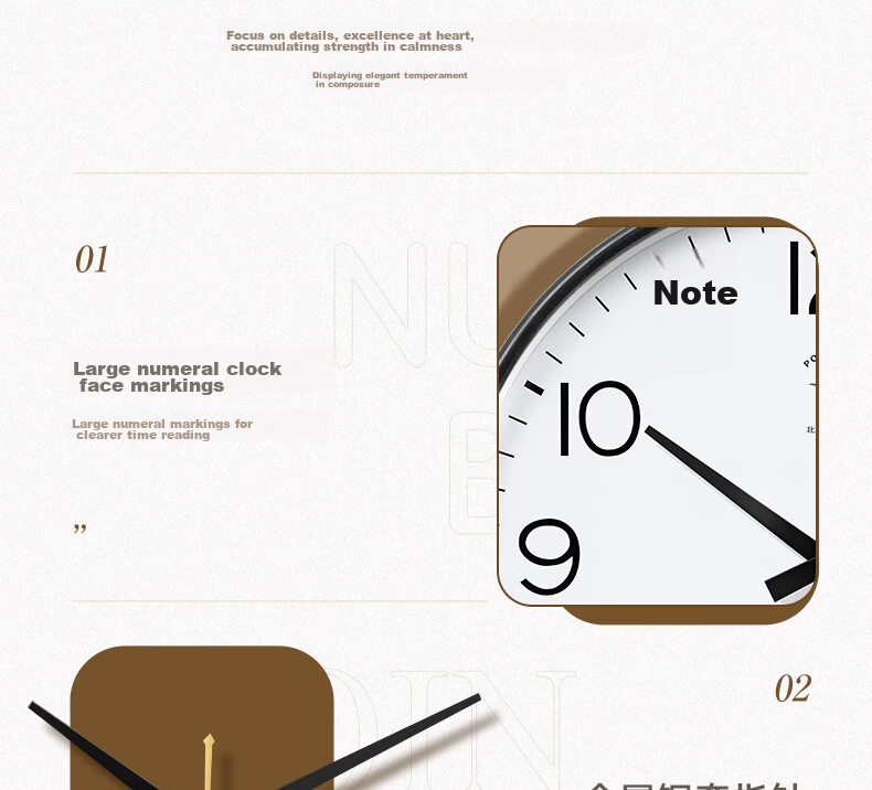 POLARIS Wall Clock Living Room Home Fashion Silent Clock No Drilling Wall Mount Simple Quartz Electronic Clock 35cm Gold 21
