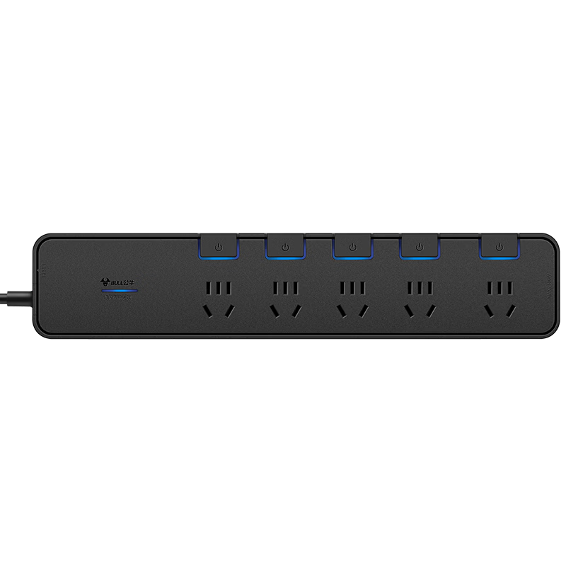 BULL Surge And Lightning Protection Gaming Power Strip / Extension Cord / Power Bar / Multi-Outlet Strip / Power Board, 5 Outlets with Individual Control, 5 Meters Long, Protects Smart Appliances, GN-H3053