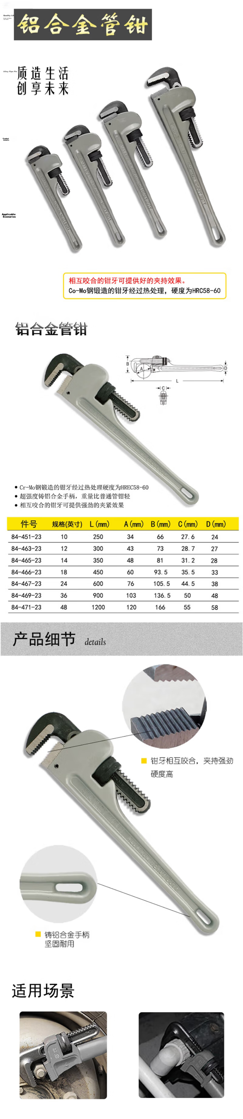 STANLEY Aluminum Alloy Pipe Wrench 24 Inch Multi-Function Dual-Use Pipe Pliers Water Pump Pliers 84-467-23 2
