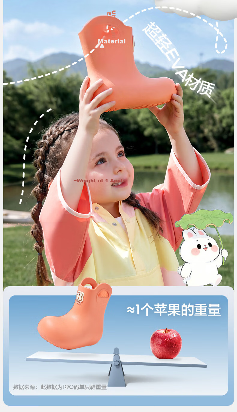 Kocotree KK Tree Kids Waterproof Non-Slip Lightweight Rain Boots for Boys and Girls, School and Kindergarten Water Shoes 10