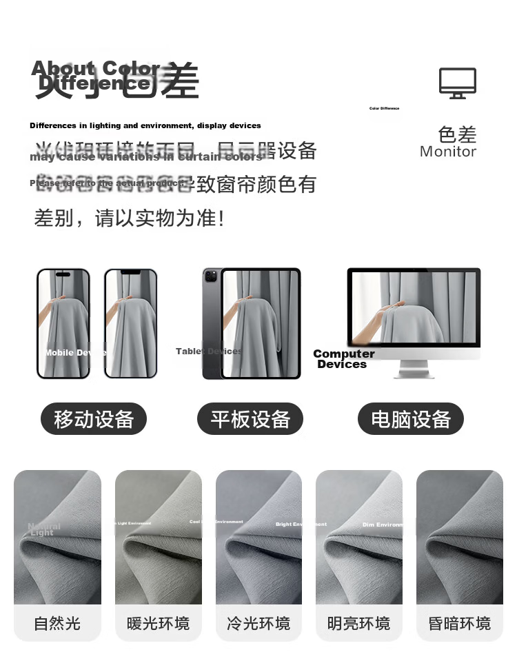 JD Jingzao Double-Sided Chenille Curtain Blackout Hook-On Bedroom Sunshade Heat Insulation Smoke Silver Gray 2m Width x 2.5m Height 1 Piece 16