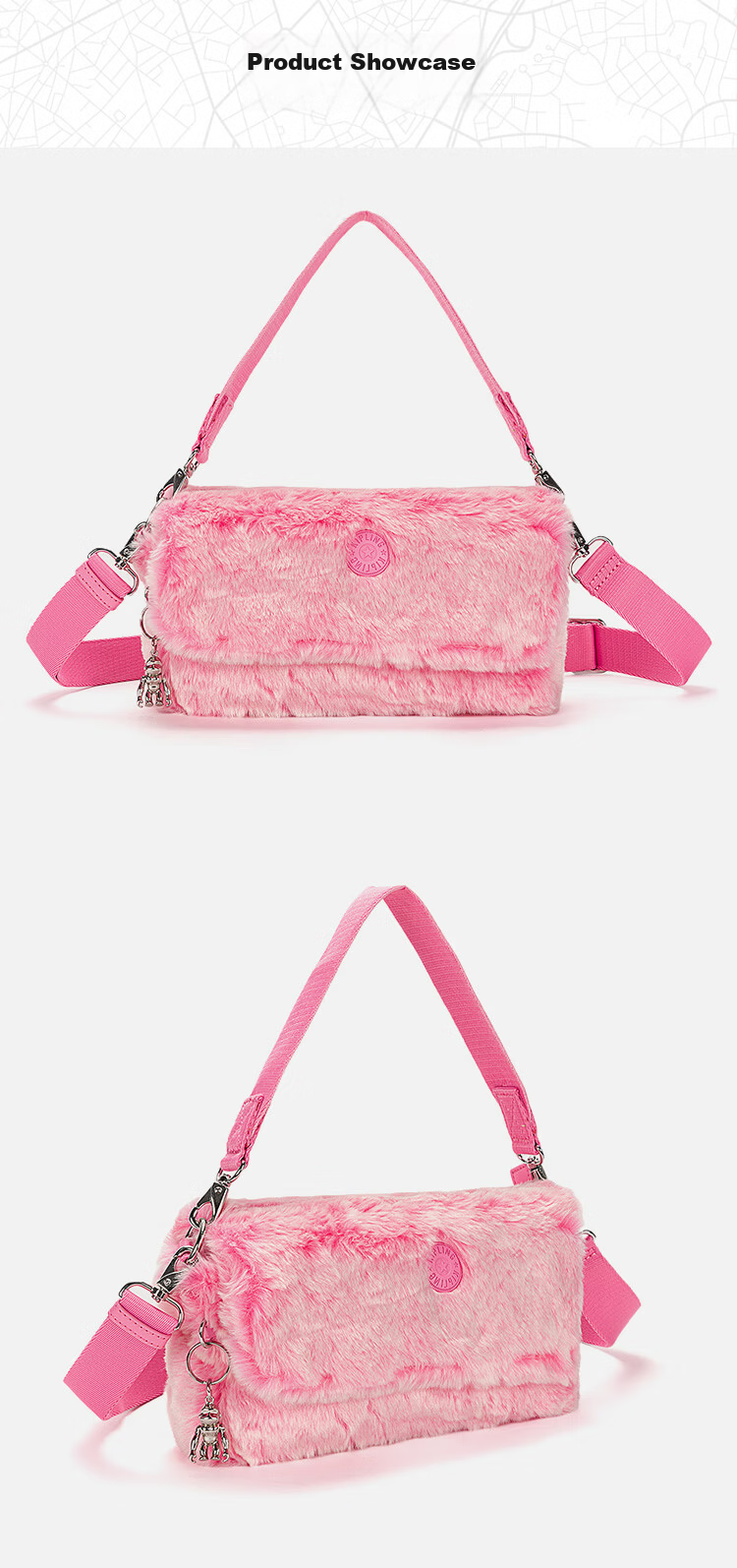 Kipling Fashion Trend ARAS Valentine's Day Pink Women's Shoulder Bag Birthday Gift Crossbody Bag 5