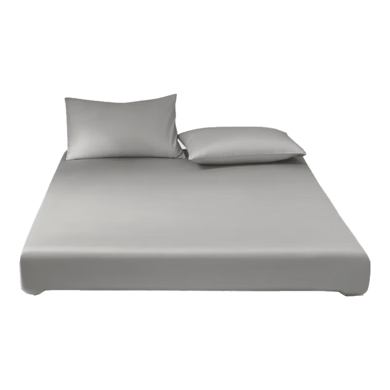 LUOLAI Home Textiles 120-Count Pure Cotton Fitted Sheet Single Piece Gray 200*220*35