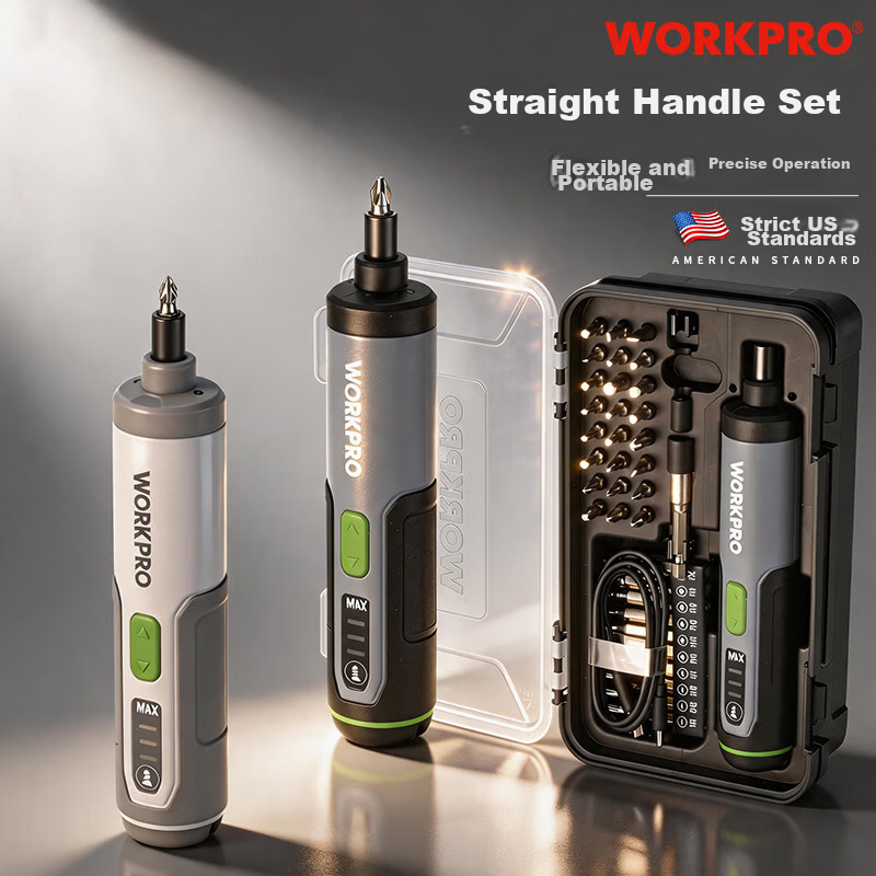 WORKPRO 3.6V Electric Screwdriver Straight Handle Small Lithium Battery Screwdriver Adjustable Torque Home Repair Tool Kit DIY
