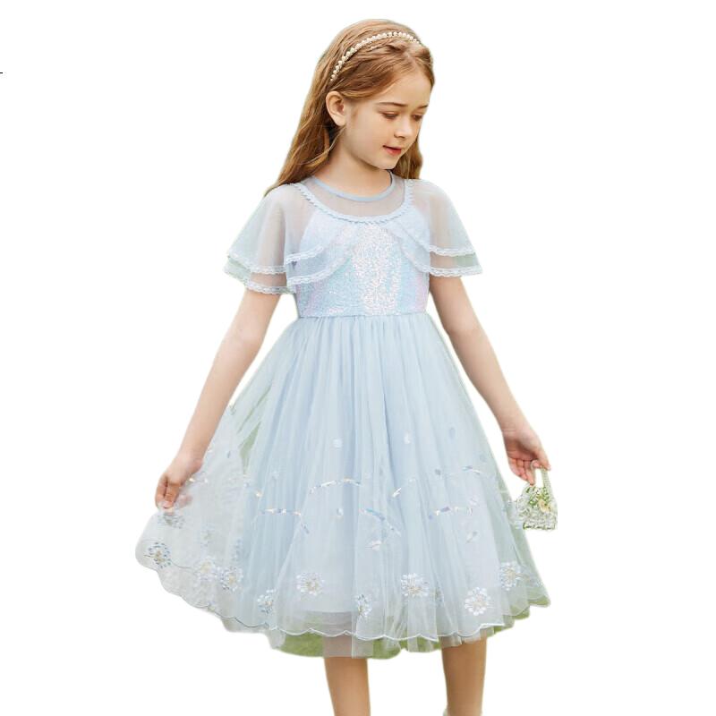 ASK JUNIOR Girls' Formal Dress, Summer Children's Vacation Style Tulle Princess Dress, Performance Costume