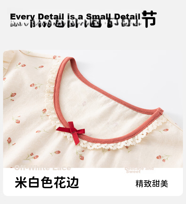 Dingguagua Children's Nightdress 6-12 Years A-Class Cotton Breathable Girls Short Sleeve Summer Home Dress 140cm 16