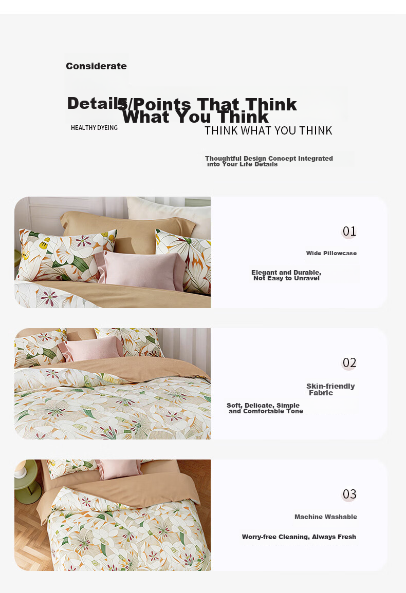 KINTHERI Jacquard Four-Piece Bedding Set for Comfortable Sleep, Enjoy Life, Duvet Cover: 200×230cm 9