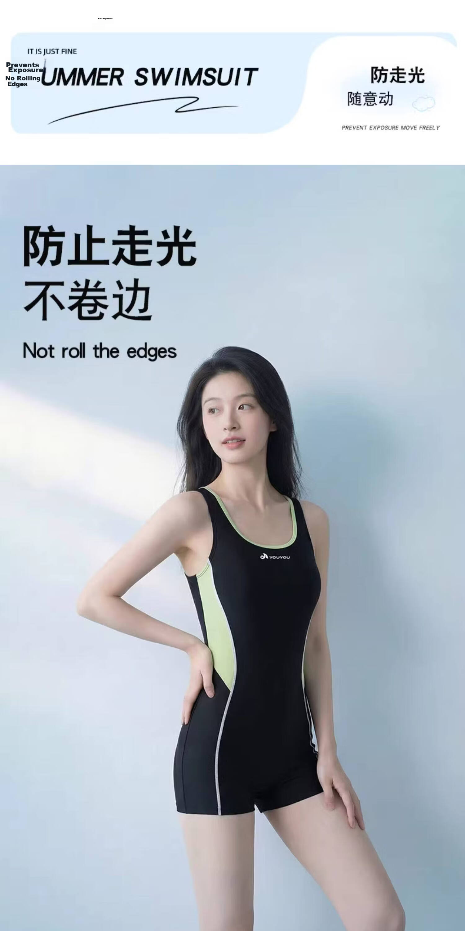 Youyou Women's One-Piece Swimsuit, Square Leg, Professional Racing Swimwear, Adult Swimming Set of 4, 16068 Textured Black, 2XL 7