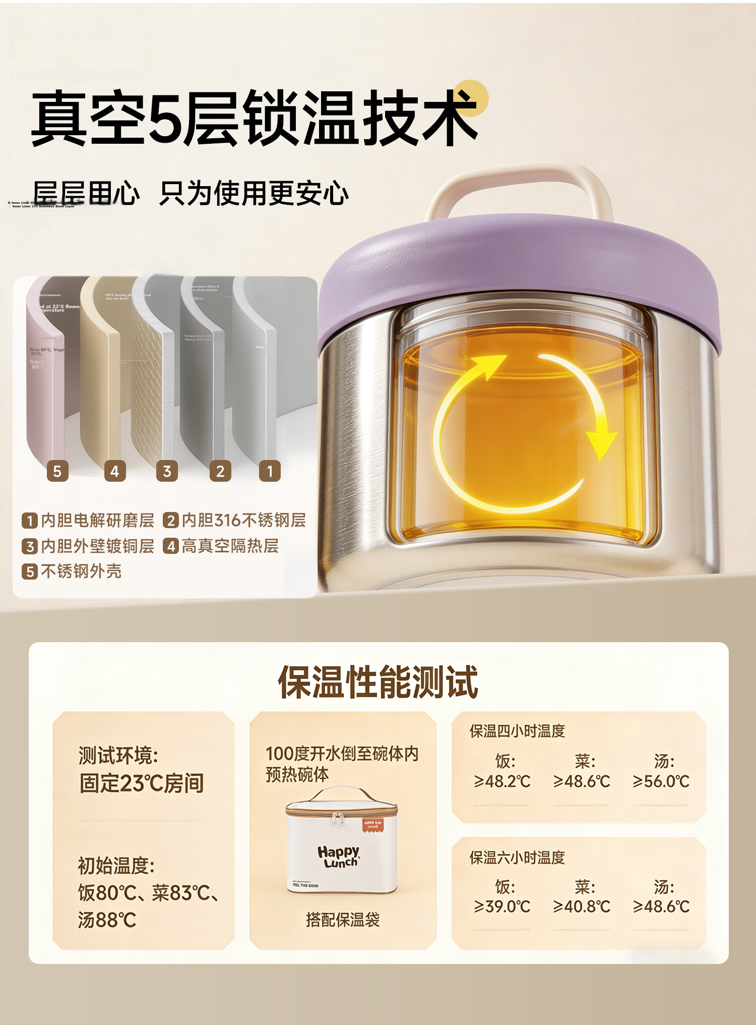 QF 316L Stainless Steel Insulated Lunch Box for Office Workers and Students, 24-Hour Long-Lasting Portable Food Container Bento Box 7