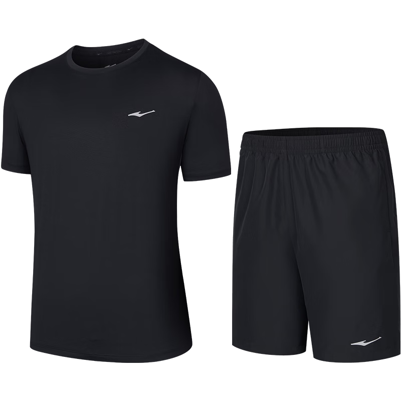 ERKE Summer New Sports Set Short Sleeve and Shorts (2 Pieces) Ice Cool Quick-Dry Moisture-Wicking Outdoor Casual Wear
