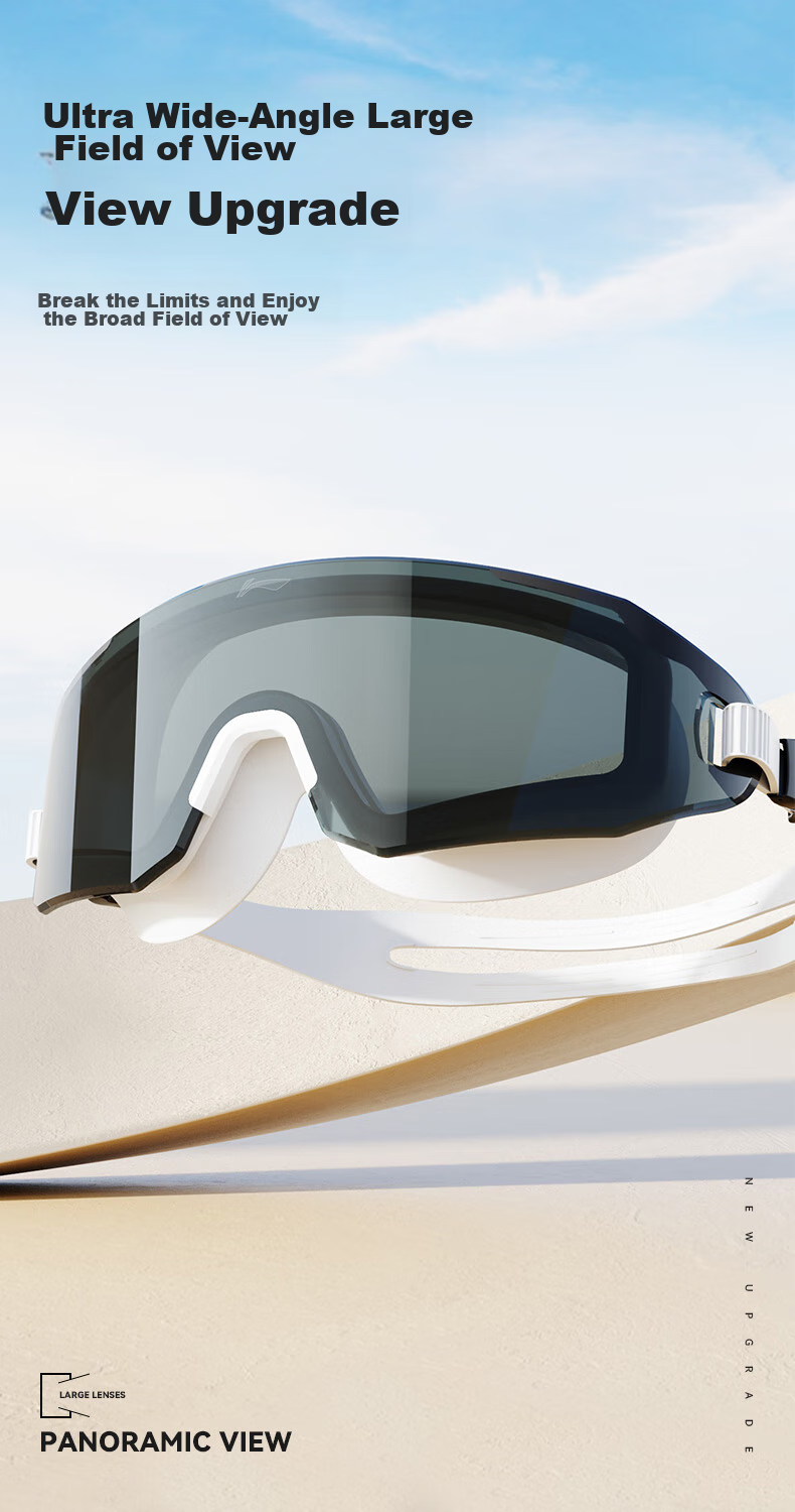 Li-Ning Myopia Swimming Goggles for Men And Women, Adult High-Definition Anti-Fog Large Frame Swim Goggles with Swim Cap Set, 36-808 White, -6.00 Diopters 2