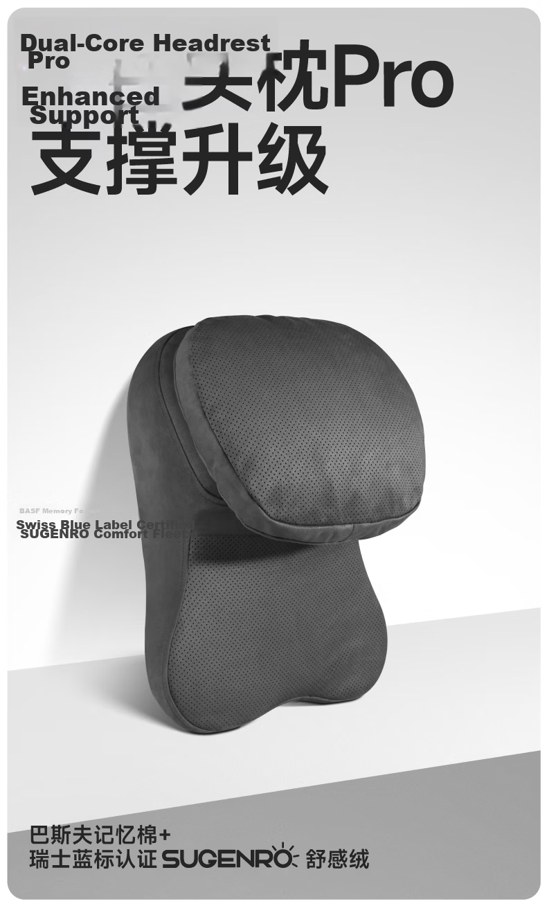 BIMLL Car Aviation Memory Foam Headrest Dual-Core PRO Upgraded Neck Support Maybach Car Neck Pillow Lumbar Cushion 1