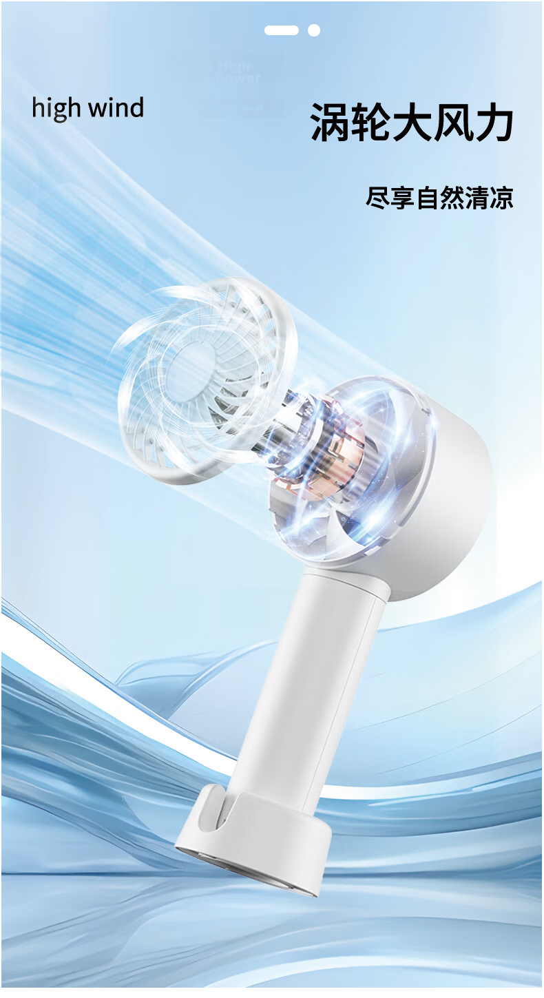 AIMIKU 2026 New Handheld Mini Fan Desktop Oscillating Portable Rechargeable High-Speed Quiet Cooling Device Gray 5