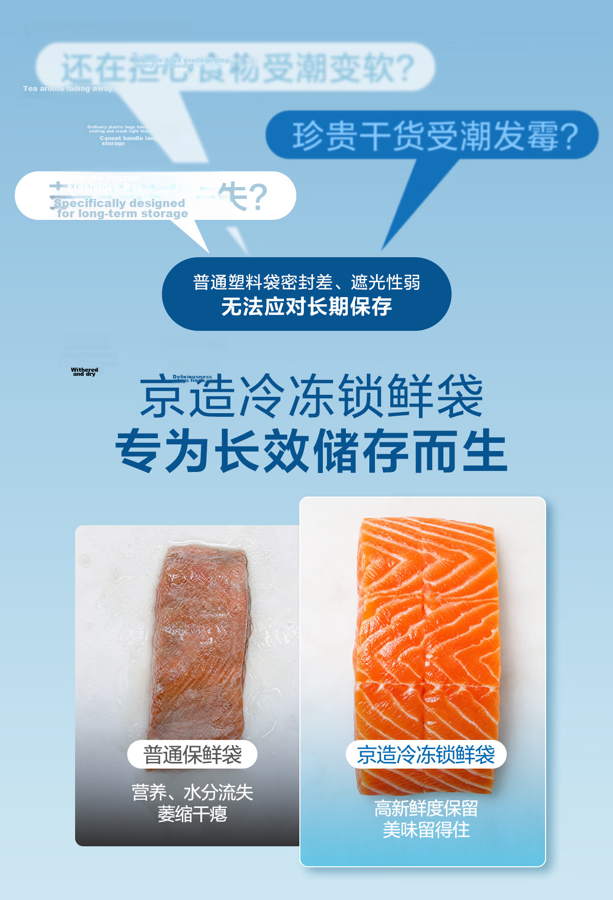 JD Jingzao Frozen Fresh-Keeping Bags Food-Grade Aluminum Foil Sealed Bags Large Size 10 Pieces for Refrigerator Seafood and Meat Freezing 5
