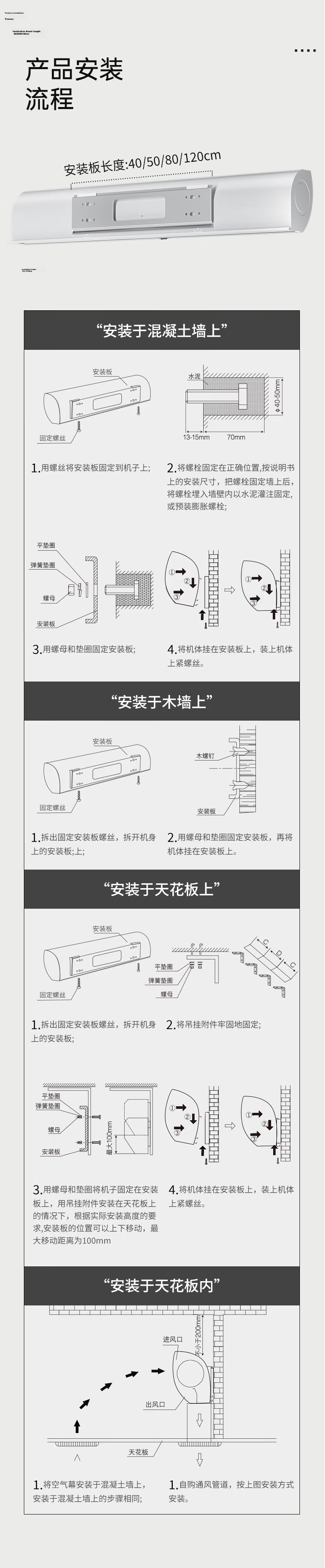 Diamond Brand Air Curtain Commercial Air Door Industrial Air Fan Wall-Mounted 1.5m Button Model FM3015-G 16