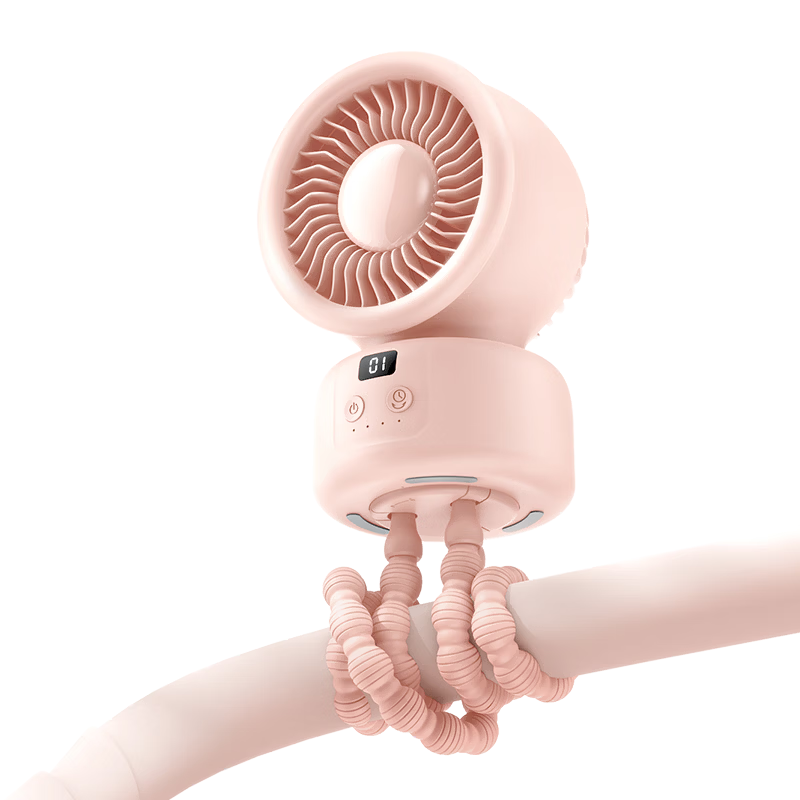 AIMIKU [Mom's Choice] Baby Stroller Mini Fan Children's Outdoor Oscillating Quiet Long Battery Life Octopus Portable Clip-On Rechargeable Bedside Fan