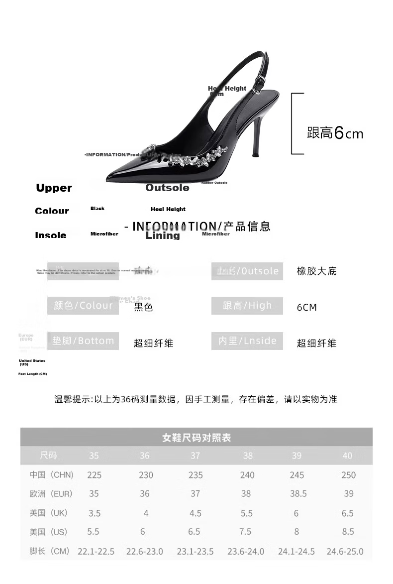 FOOTOPPO Suede High Heels Women Comfortable Non-Slip Black Stiletto Sandals Elegant Pointed Toe High Heels 8