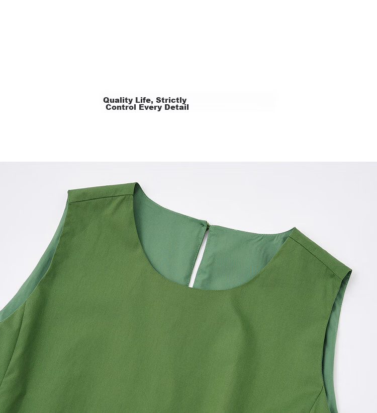 Demana Fresh Cotton Summer Breathable Sleeveless Round Neck Slimming A-Line Dress for Women 15