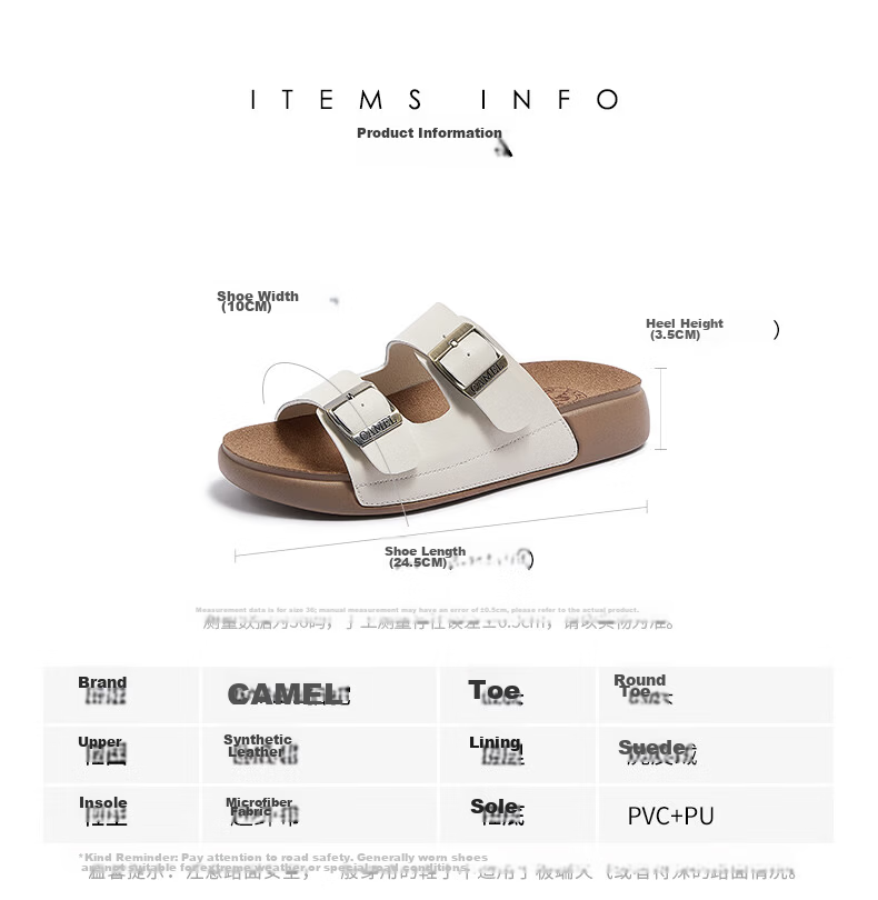 CAMEL Birkenstock Style Women's Casual Versatile Outdoor Slide Sandals L26M504022 Blue (Suede) Size 36 3