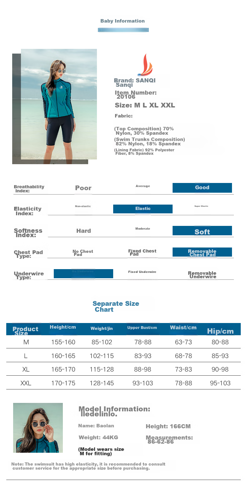 Sanqi Women's Two-Piece Swimsuit with Long Sleeves And Boyshorts, Slimming, Tummy Control, Plus Size, Conservative Sports Style, for Hot Springs And Beach, Green XXL 4