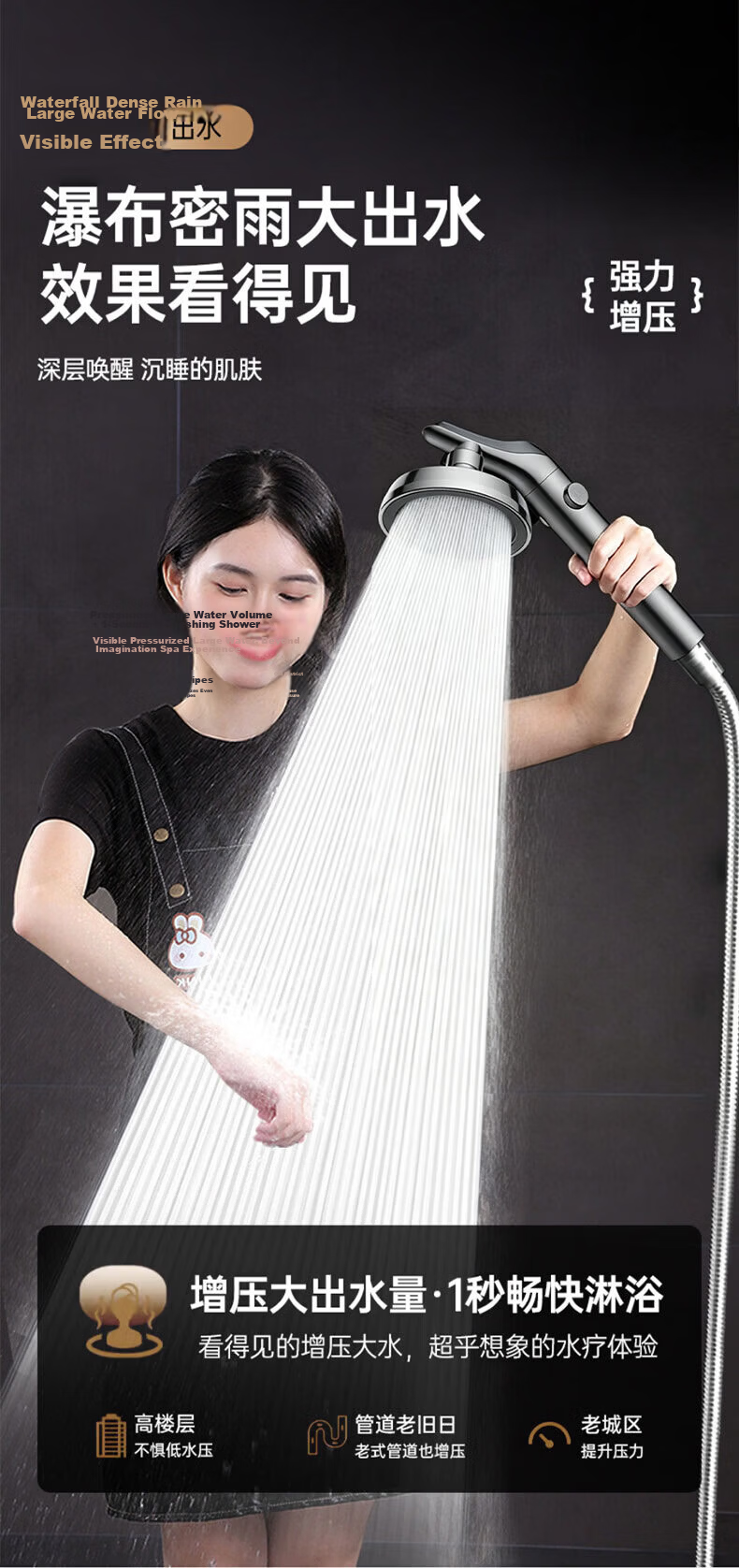 JROR [Seiko] Shower Head Handheld and Overhead Dual Use Large Panel Bathroom Water Purifier Pressure Boosting Showerhead 3