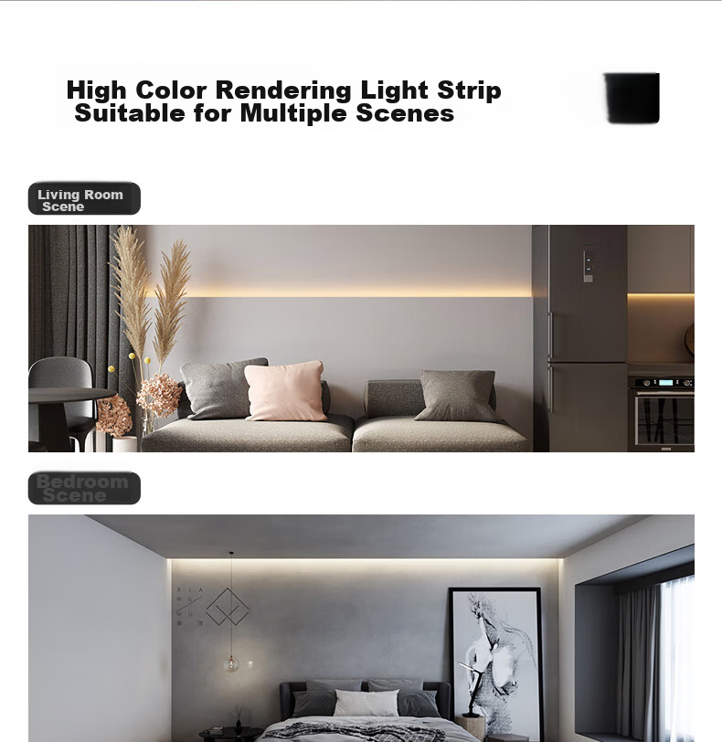NVC LED Strip Light Dome Ceiling Mounted High Brightness Waterproof Recessed Light Bar 2835-60 LEDs 100m Warm Yellow Light 5