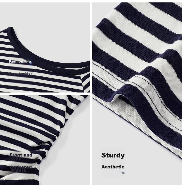 Semir Mall Same Style | Women's Summer Short Sleeve T-Shirt, Asymmetric Shoulder, Ruched Slim Fit, Sexy Slimming 2026 101326100017 7