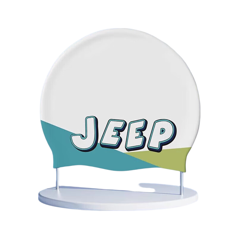 Jeep Children's Swim Cap, Professional Ear Protection Waterproof Non-Binding Swimming Cap for Girls And Boys, Cute Cartoon Silicone Letter Gree
