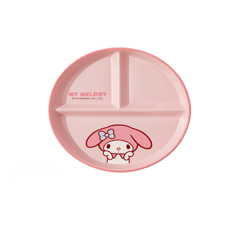 MANCHAOJIA Sanrio Breakfast Sectioned Plate High-Quality Ceramic Kids Dining Plate Three-Compartment Portion Control Plate for Home Use