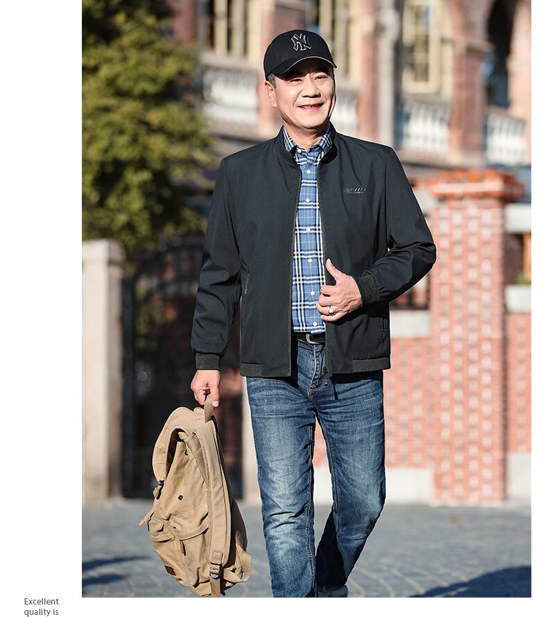 Baocaiyang Dad's Casual Stand-Collar Jacket for Men, Spring And Autumn Outerwear, Middle-Aged And Elderly Menswear, Clothing for Fathers And Grandfathers in Their 40s And 50s 20