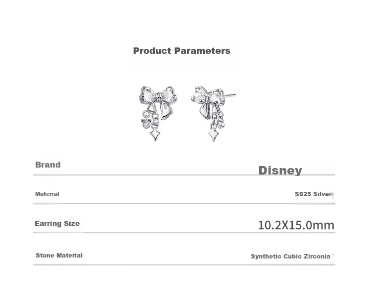 Disney Lace Edge Stud Earrings for Women Vintage High-End Light Luxury Niche Jewelry Birthday Gift for Girlfriend 4
