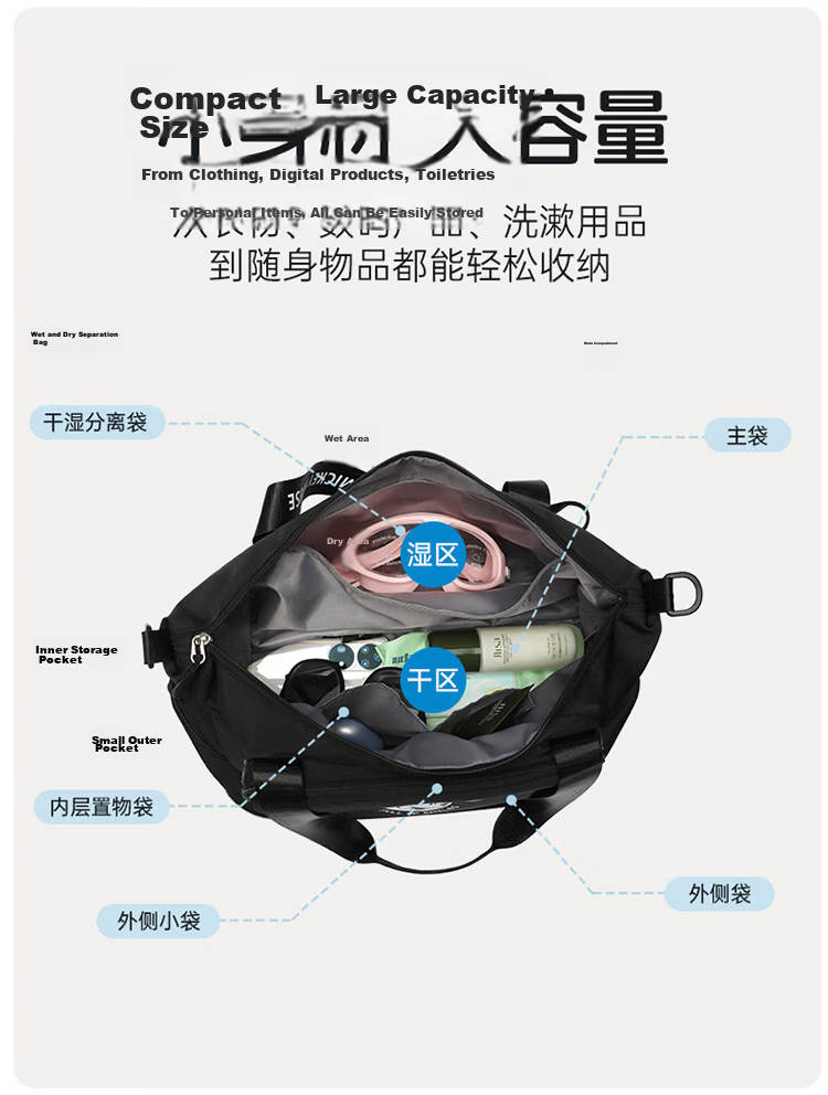 Disney Short Trip Sports Fitness Crossbody Bag Lightweight Large Capacity Foldable Wet and Dry Separation Swim Bag D95220SA 3