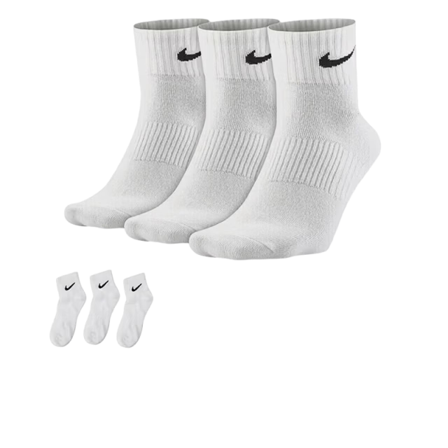 Nike Men's Quick-Dry Breathable Basketball Socks Short Socks 3-Pack SX7677-100 White M