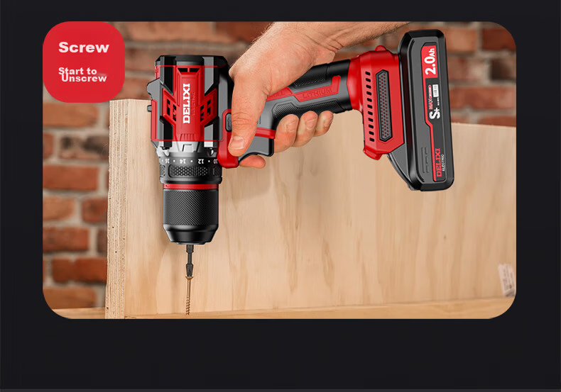 DELIXI Brushless Cordless Lithium Drill Rechargeable Electric Screwdriver Multifunctional Handheld Power Drill 16