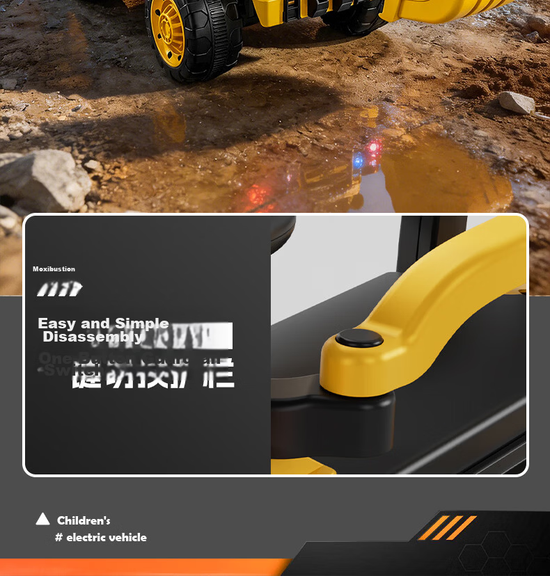 Kids Excavator Toy Car for Boys and Girls, Ride-On Remote Control Electric Digging Construction Vehicle 9