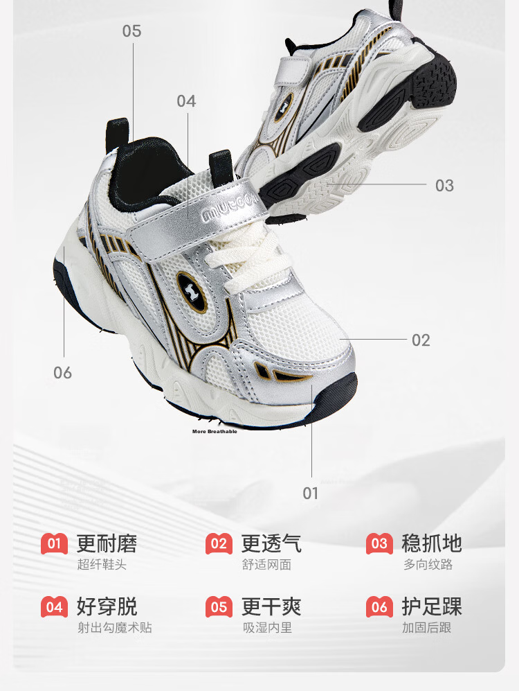 Mutong Kids Sports Shoes Spring Autumn Boys Retro Silver Trendy Running Mesh Casual Shoes Girls Sweet Cool Purple Size 29 31