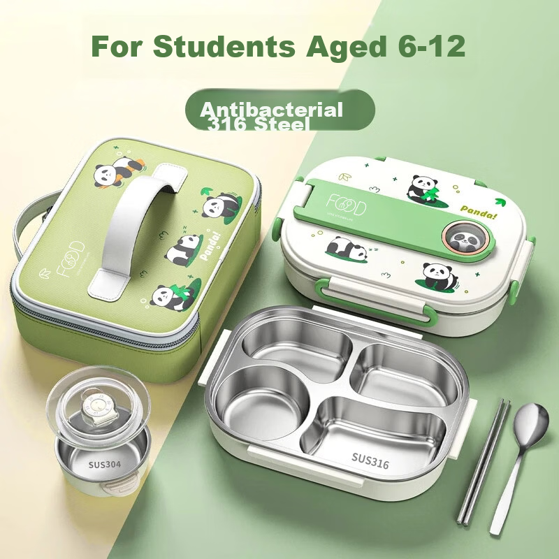 Youlunmei Children's Lunch Box for Primary School Students 6-12 Years Old 316 Stainless Steel Food Grade Insulated Bento Box with Compartments