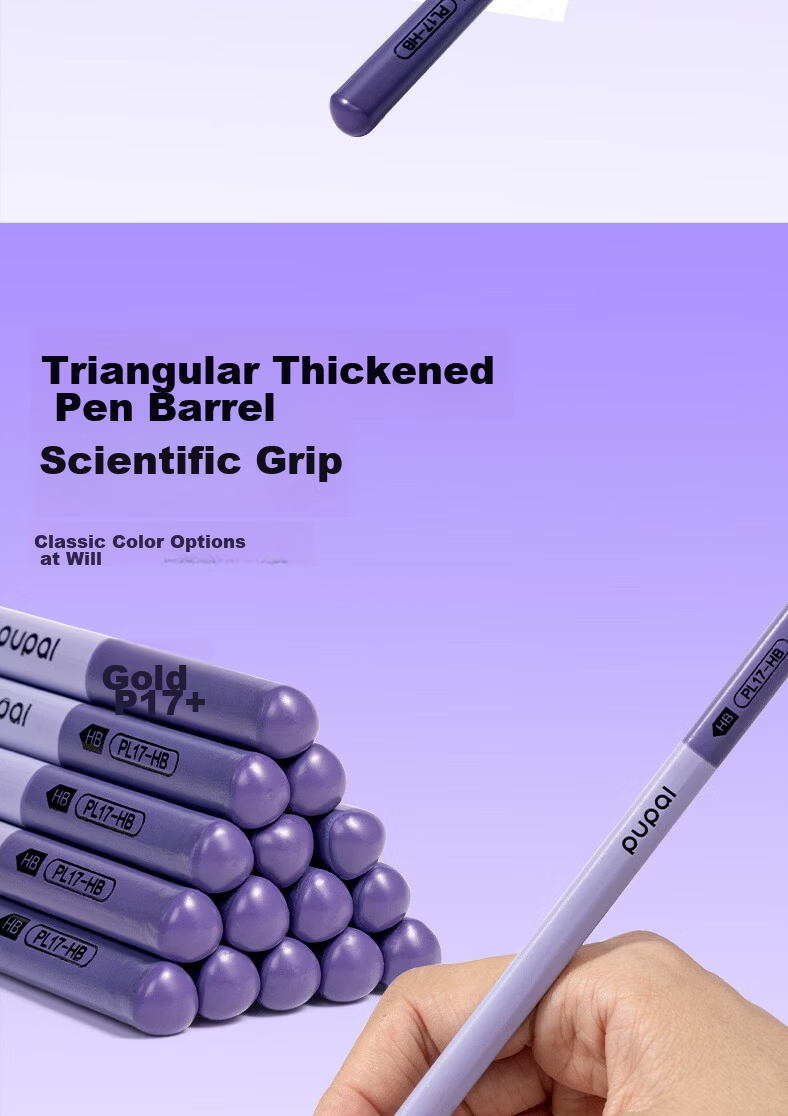 Deli 10-Pack HB Pencil Master Thick Triangular Grip Anti-Slip Student Beginner Writing Practice Graphite Core Purple 8