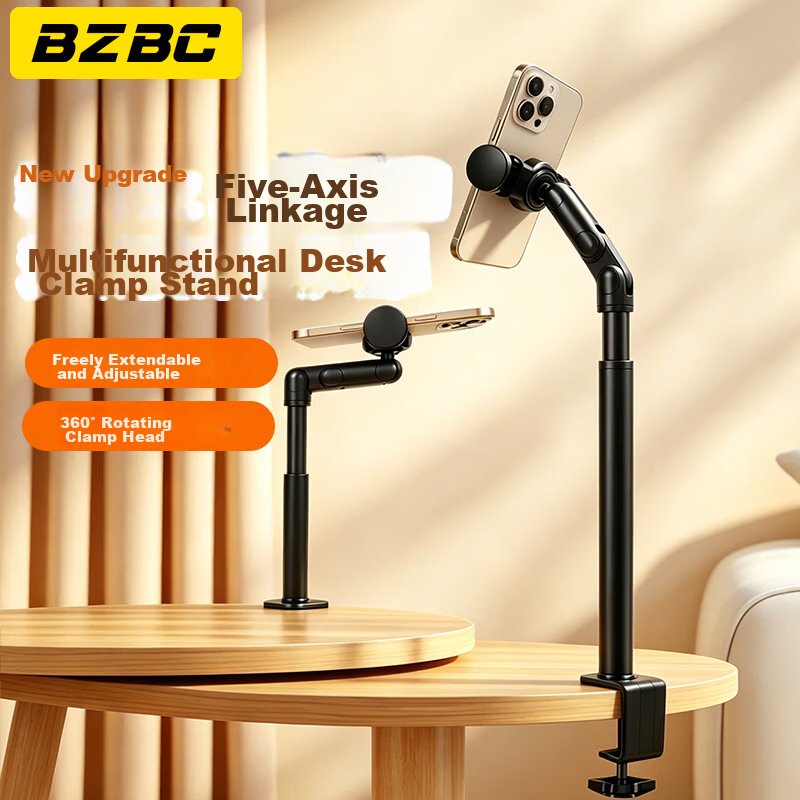 BZBC Mobile Desktop Overhead Shooting Stand Professional Live Streaming Phone Holder Vlog Food Calligraphy Support Desktop Clip Multifunctional Adjustable Stand