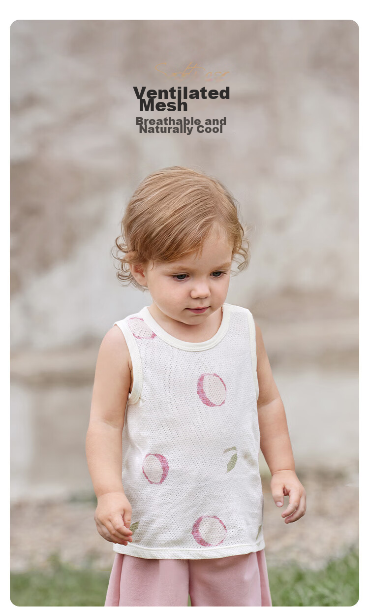 Babylove Baby Boys and Girls Summer Cotton Sleeveless Vest Breathable Mesh Jacquard T-Shirt 1