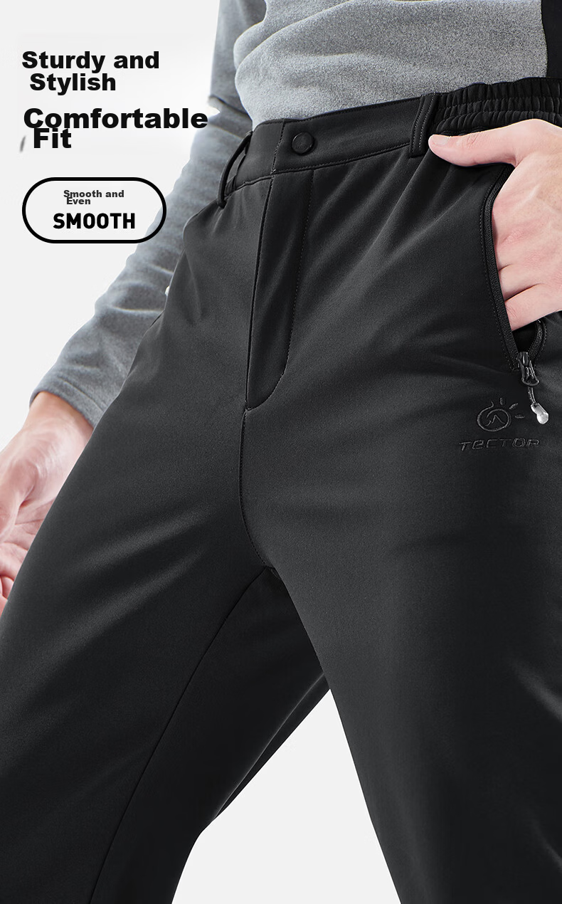 TECTOP Softshell Pants Unisex Spring Summer Water-Repellent Breathable Quick-Dry Hiking Trousers Sand Color (Lightweight) S 12