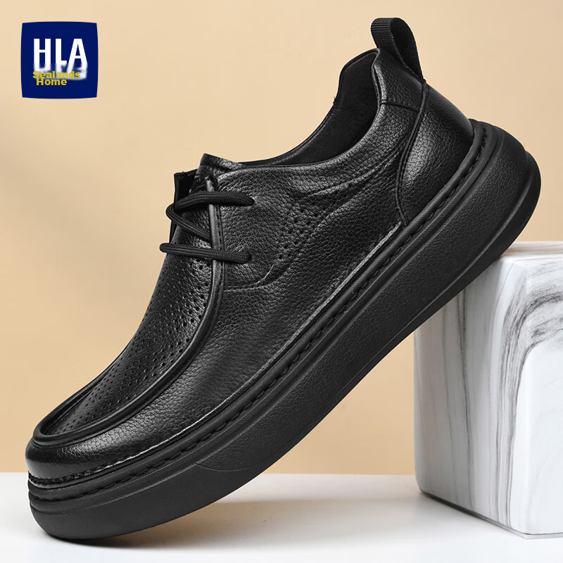 HLA Men's Soft Sole Lightweight Lace-up Casual Shoes HAAPXM1FAD020 Black Size 38