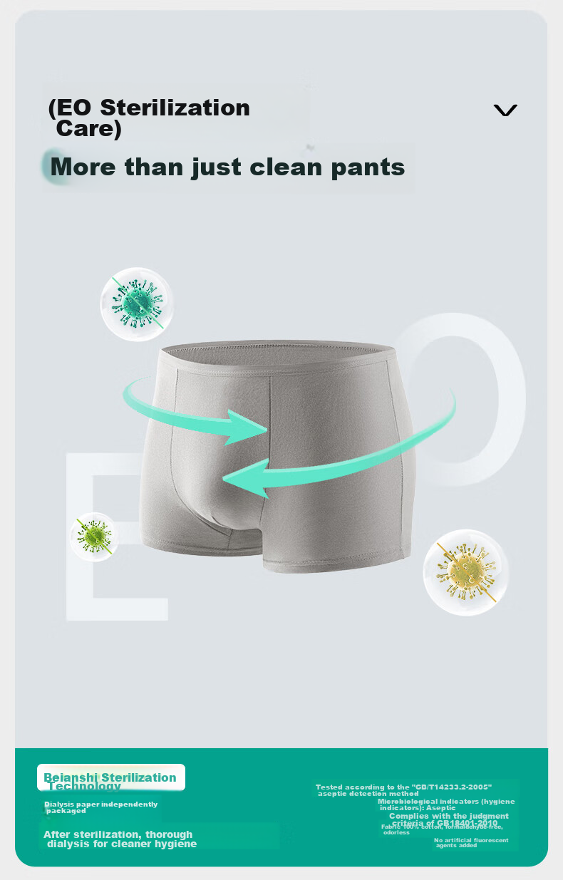 Briars Disposable Men's Underwear, Sterile Pure Cotton, Travel-Friendly, No-Wash Shorts, Double-Layer, 4-Pack, Boxer Briefs for Men, Gray, Size 4XL 7