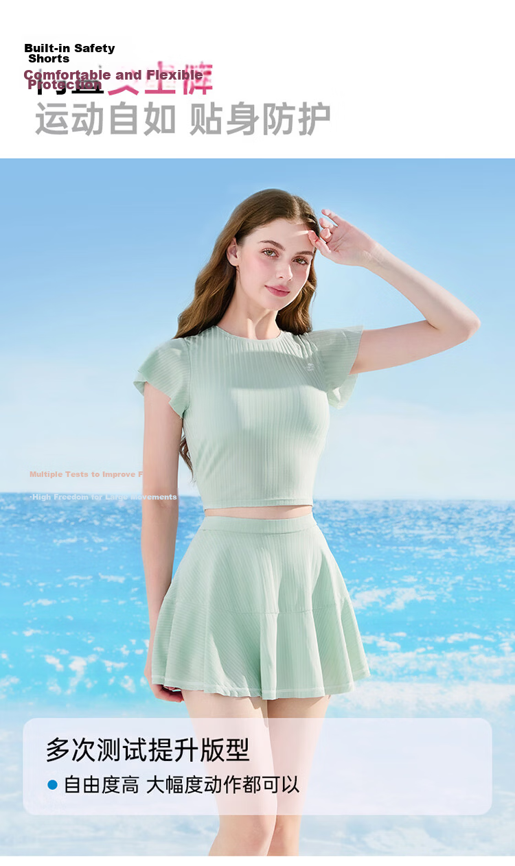 Disney Women's Premium Two-Piece Skirted Swimsuit Beach Vacation Sun Protection Sports Swimwear D16050S2G Green L 8