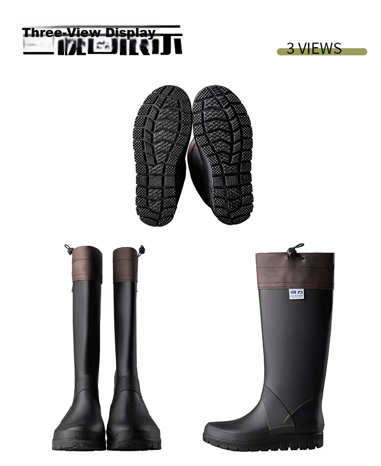 Warrior Unisex Waterproof Non-Slip Outdoor Hiking Rain Boots Foldable Durable Rain Shoe Covers 1003 Black Size 40 11