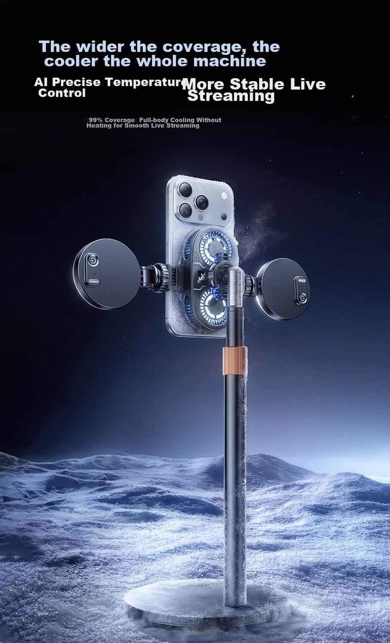 JIAHUACAI AI Dual-Core Temperature Control Mobile Phone Cooler Semiconductor Cooling Device Silent Fan Ice Clip Gaming King PUBG Accessory 5