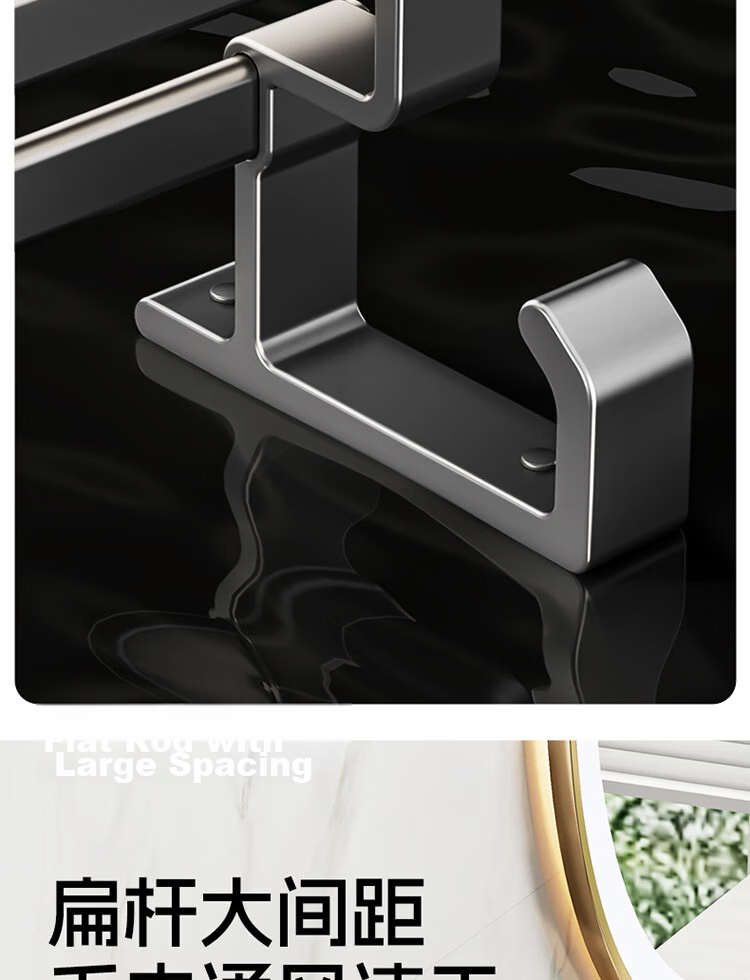 Taoshi No-Drill Space Aluminum Bathroom Wall-Mounted Double-Layer Towel Rack 70cm 10