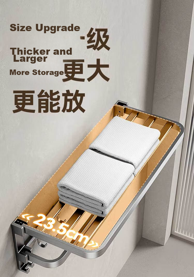 JD Jingzao Towel Rack Bathroom Storage Space Aluminum Anodized No Drilling Toilet Shower Organizer 7-Piece Set Gunmetal Gray 12