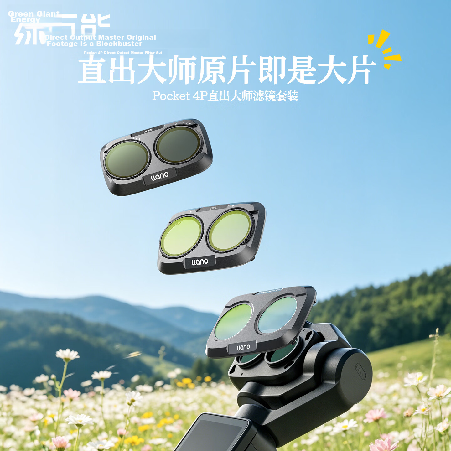 Llano [Direct Master] Adjustable ND Neutral Density Filter Set for DJI Pocket 4P Camera, Black Soft 1/4 Filter CPL Polarizing Magnetic Quick-Release Protective Lens